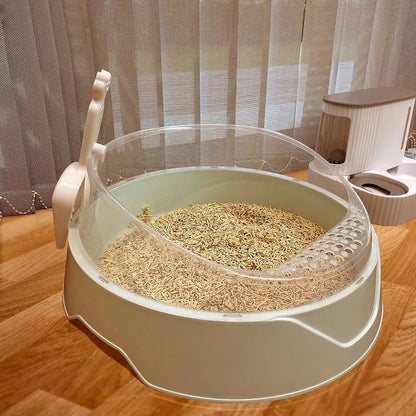 Large Semi-Enclosed Cat Litter Box with Shovel