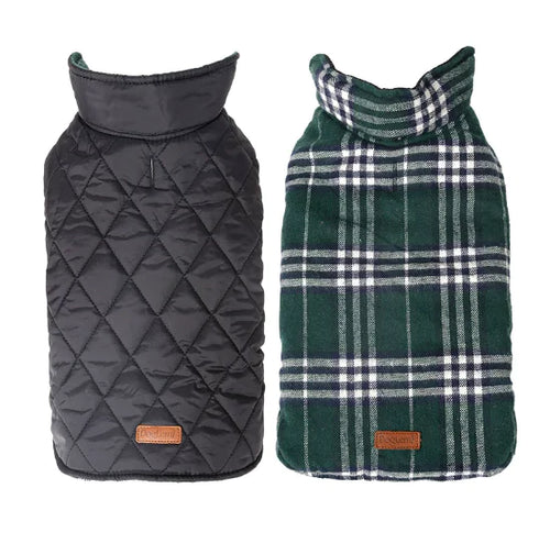 Waterproof Reversible Plaid Dog Jacket for Pets