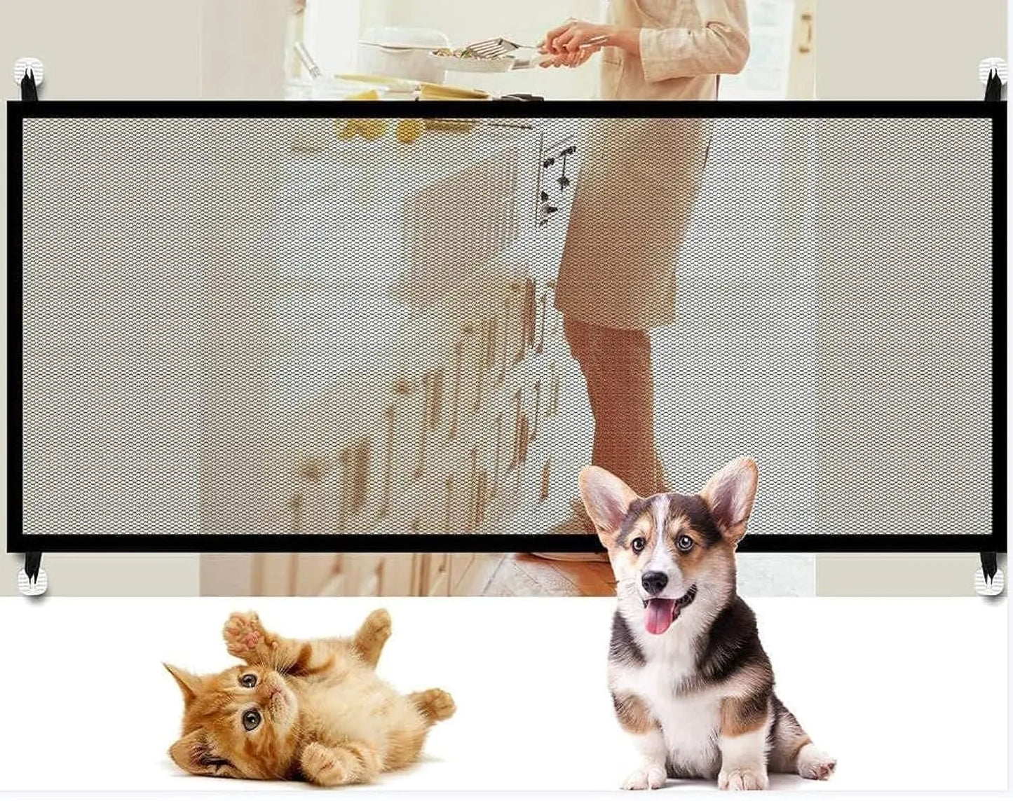 Pet Fence Isolation Fence Transparent Window Balcony Fence Pet Safety Protection/ Pet Door Dog Door，Pet RailingDog RailingDogs Screen Mesh.(71 * 28.3) Inches